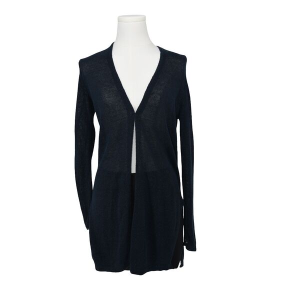 J. Jill Open Front Cotton Linen Long Line Cardigan Sweater Navy Blue Size XS - Picture 5 of 10